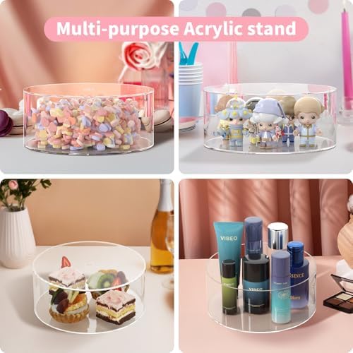 3 Pcs Acrylic Round Cake Stand with Lid, Clear Fillable Cake Tier in Transparent, alternate view 7
