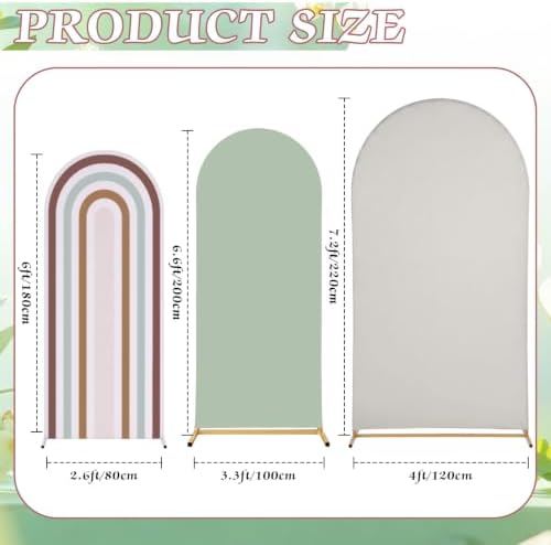 3 Pcs Arch Backdrop Cover Fabric, Brown Green,7.2ft + 6.6ft + 6 Ft, alternate view 2