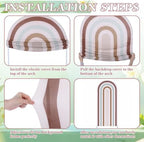 3 Pcs Arch Backdrop Cover Fabric, Brown Green,7.2ft + 6.6ft + 6 Ft, alternate view 4
