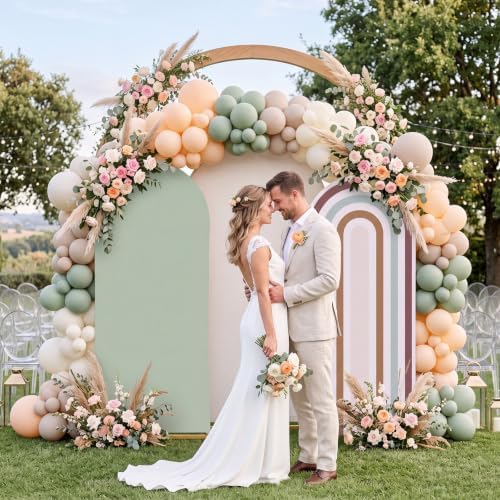 3 Pcs Arch Backdrop Cover Fabric, Brown Green,7.2ft + 6.6ft + 6 Ft, alternate view 5