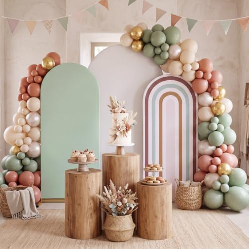 3 Pcs Arch Backdrop Cover Fabric, Brown Green,7.2ft + 6.6ft + 6 Ft, alternate view 6