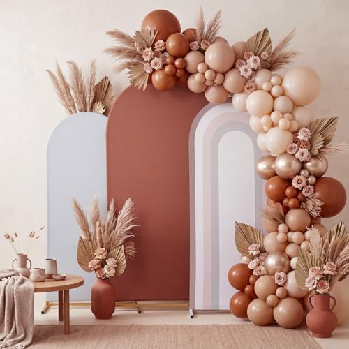 3 Pcs Arch Backdrop Cover Fabric, Brown Grey,7.2ft + 6.6ft + 6 Ft