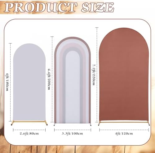 3 Pcs Arch Backdrop Cover Fabric, Brown Grey,7.2ft + 6.6ft + 6 Ft, alternate view 2