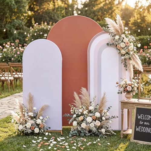 3 Pcs Arch Backdrop Cover Fabric, Brown Grey,7.2ft + 6.6ft + 6 Ft, alternate view 5