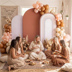 3 Pcs Arch Backdrop Cover Fabric, Brown Grey,7.2ft + 6.6ft + 6 Ft, alternate view 6