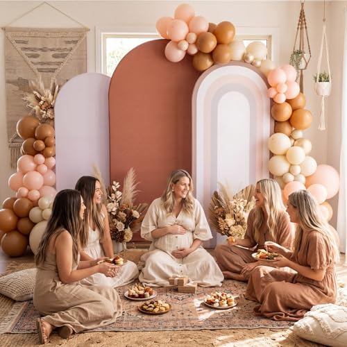 3 Pcs Arch Backdrop Cover Fabric, Brown Grey,7.2ft + 6.6ft + 6 Ft, alternate view 6