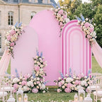 3 Pcs Arch Backdrop Cover Fabric, Pink,7.2ft + 6.6ft + 6 Ft in Pink
