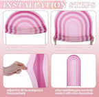 3 Pcs Arch Backdrop Cover Fabric, Pink,7.2ft + 6.6ft + 6 Ft in Pink, alternate view 3