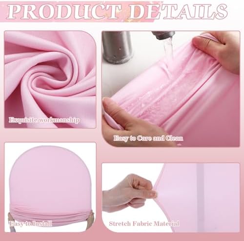 3 Pcs Arch Backdrop Cover Fabric, Pink,7.2ft + 6.6ft + 6 Ft in Pink, alternate view 4