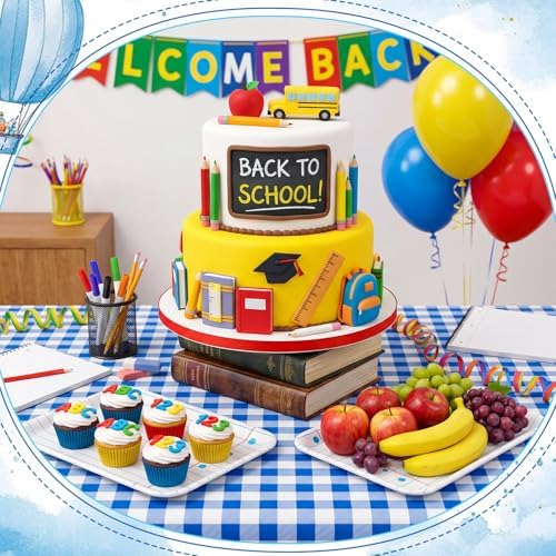 3 Pcs Back to School Serving Trays 13 x 10 Inch Notebook Line Melamine Platters Reusable Rectangular Serving, alternate view