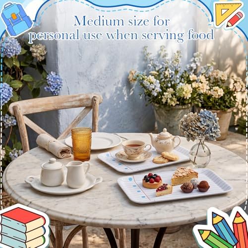 3 Pcs Back to School Serving Trays 13 x 10 Inch Notebook Line Melamine Platters Reusable Rectangular Serving, alternate view