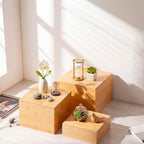 3 Pcs Bamboo Buffet Risers and Stands for Food, 6''-8'' in Bamboo, alternate view 6