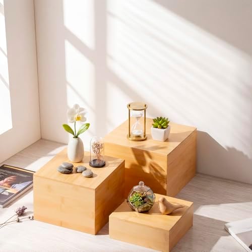 3 Pcs Bamboo Buffet Risers and Stands for Food, 6''-8'' in Bamboo, alternate view 6