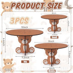 3 Pcs Bear Wood Cake Stands 12" 10" 8" Bear Baby Shower Birthday Decorations 3D Wooden Cupcake Dessert Holders, alternate