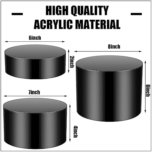 3 Pcs Black Acrylic Riser for Display Stand Round Cake Dessert Stand in Black, alternate view 2