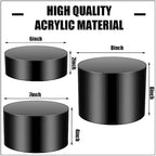 3 Pcs Black Acrylic Riser for Display Stand Round Cake Dessert Stand in Black, alternate view 2