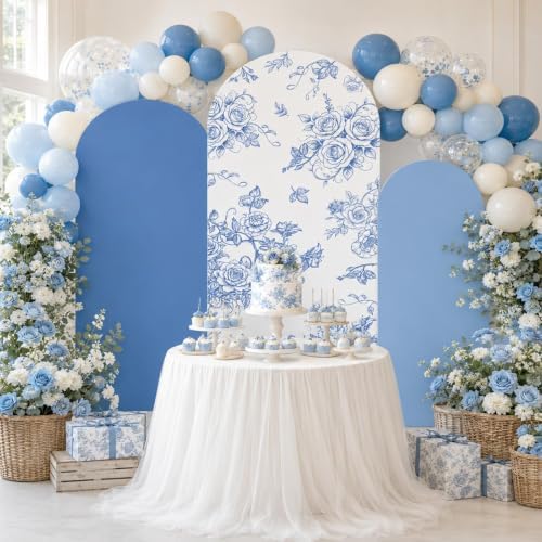 3 PCS Blue Floral Arch Covers 4ft 5ft 6ft for Wedding Party Baby Shower in Blue, alternate view 5