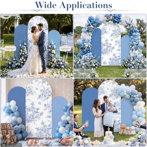 3 PCS Blue Floral Arch Covers 4ft 5ft 6ft for Wedding Party Baby Shower in Blue, alternate view 6