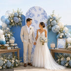 3 PCS Blue Floral Arch Covers 4ft 5ft 6ft for Wedding Party Baby Shower in Blue, alternate view 7