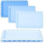 3 Pcs Blue Serving Trays Plastic Food Platters