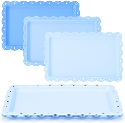 3 Pcs Blue Serving Trays Plastic Food Platters