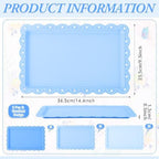 3 Pcs Blue Serving Trays Plastic Food Platters, alternate view 3