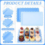3 Pcs Blue Serving Trays Plastic Food Platters, alternate view 4