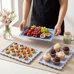3 Pcs Blue Serving Trays Plastic Food Platters, alternate view 5