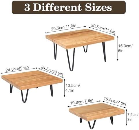 3 Pcs Buffet Risers, Wood Square Food Riser Dessert Table Display Stand Set for Party Wood Cupcake Stands, alternate view 3
