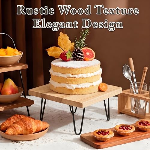 3 Pcs Buffet Risers, Wood Square Food Riser Dessert Table Display Stand Set for Party Wood Cupcake Stands, alternate view 5