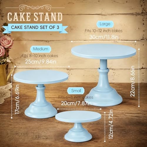 3 Pcs Cake Stand Set,8"/10"/12" inch, Metal Cupcake Holders Stand for Birthday Wedding Banquets, Pastry Display, alternate