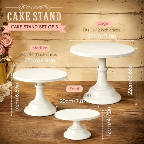 3 Pcs Cake Stand Set,8"/10"/12" inch, Metal Cupcake Holders Stand for Birthday Wedding Banquets, Pastry Display, alternate