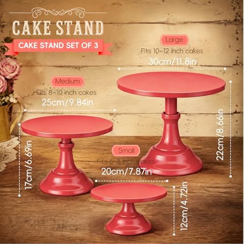 3 Pcs Cake Stand Set,8"/10"/12" inch, Metal Cupcake Holders Stand for Birthday Wedding Banquets, Pastry Display, alternate