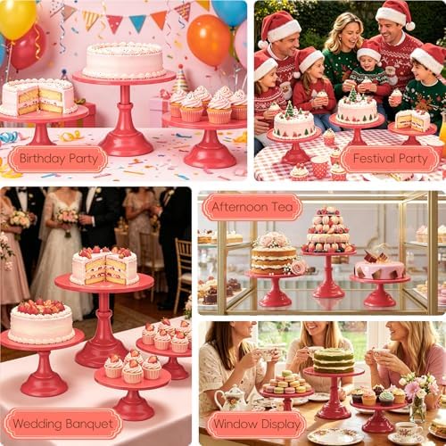 3 Pcs Cake Stand Set,8"/10"/12" inch, Metal Cupcake Holders Stand for Birthday Wedding Banquets, Pastry Display, alternate