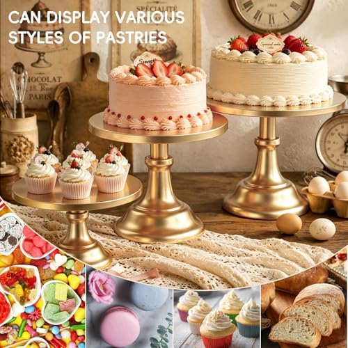 3 Pcs Cake Stand Set,8"/10"/12" inch, Metal Cupcake Holders Stand for Birthday Wedding Banquets, Pastry Display, alternate