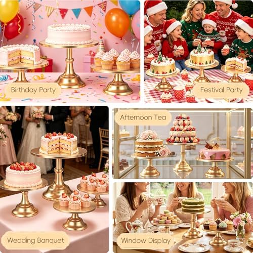3 Pcs Cake Stand Set,8"/10"/12" inch, Metal Cupcake Holders Stand for Birthday Wedding Banquets, Pastry Display, alternate