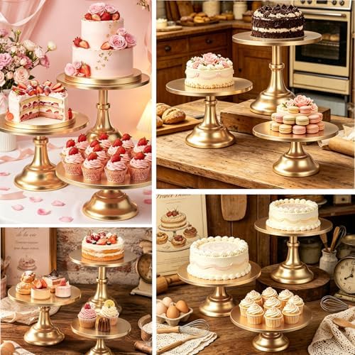 3 Pcs Cake Stand Set,8"/10"/12" inch, Metal Cupcake Holders Stand for Birthday Wedding Banquets, Pastry Display, alternate