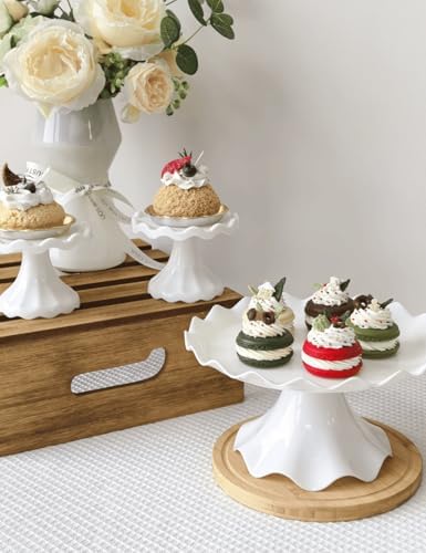 3 Pcs Cake Stand Set, Laced Cake Stand, Mini Cupdake Holder for Party, Wedding, Birthday, Celebration, Baby, alternate view 2