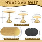 3 Pcs Cake Stand with 20Pcs Cakeboard Round, Cake Stand Set Disc Diameter 8" 10" 12", Perfect Dessert Table, alternate view 3