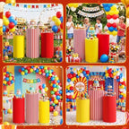 3 Pcs Carnival Circus Cylinder Cover Set, Red White Stripe Spandex Pedestal Plinth Stand Covers for Birthday, alternate view
