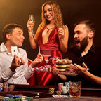 3 Pcs Casino Serving Tray and Platter 13 x 10 Inch Poker Plastic Platter Reusable Las Vegas Poker Plate Red and, alternate