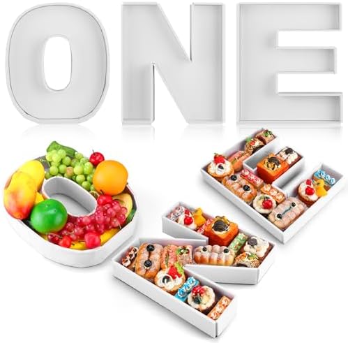 3 Pcs Charcuterie Letters ONE 12" Fillable Tray Food Serving in White