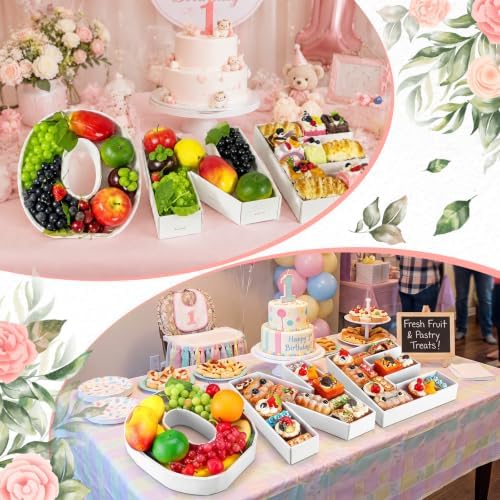 3 Pcs Charcuterie Letters ONE 12" Fillable Tray Food Serving in White, alternate view 6