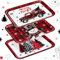 3 Pcs Christmas Serving Trays and Platters Plastic Christmas Platter in Red, Black