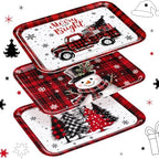 3 Pcs Christmas Serving Trays and Platters Plastic Christmas Platter in Red, Black