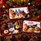 3 Pcs Christmas Serving Trays and Platters Plastic Christmas Platter in Red, Black, alternate view 6