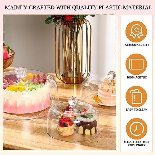 3 Pcs Clear Cake Dome Cover Acrylic Cake Stand Cover, Clear in Clear, alternate view 3