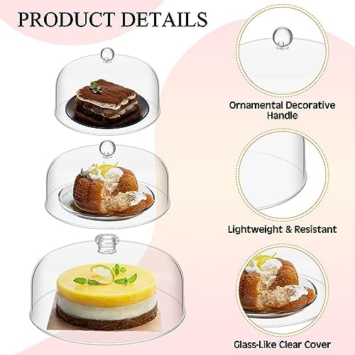 3 Pcs Clear Cake Dome Cover Acrylic Cake Stand Cover, Clear in Clear, alternate view 4