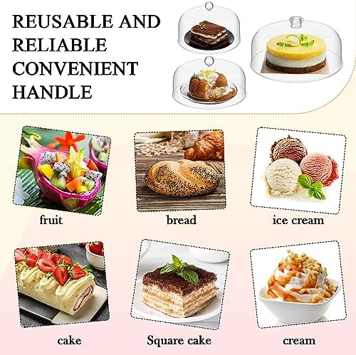 3 Pcs Clear Cake Dome Cover Acrylic Cake Stand Cover, Clear in Clear, alternate view 5