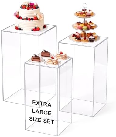 3 Pcs Clear Extra Tall Buffet Risers, 13",12",11" in Clear